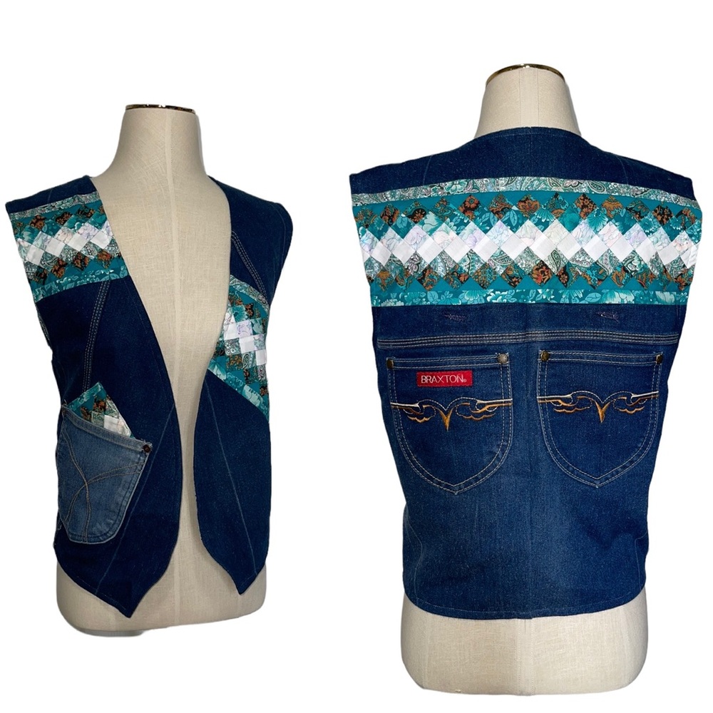 80s Vintage Handmade Denim/Quilted Vest
